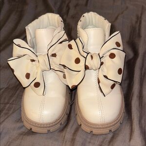 White Boots with Polka Dot Bows